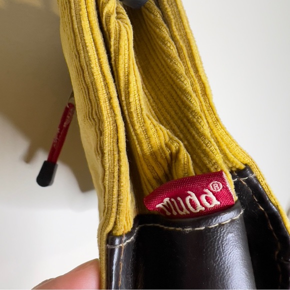 Vtg Y2K MUDD Corduroy Mini Bag Purse Yellow Classic Phone Case Pouch - Picture 4 of 16